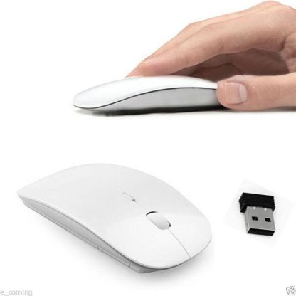 Valkoinen ohut tyylikäs USB langaton hiiri - Image 2